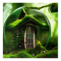 Fairy House In A Glass Orb In The Mossy Forest Acrylic Print