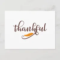 Feather Boho Native Thankful Typography Postcard