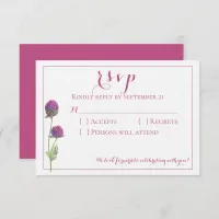 Watercolor Wildflower Pink Floral Wedding RSVP Invitation