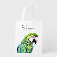 Personalized Green Amazon Parrot Ai Artwork Grocery Bag