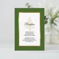 Forest Green Gold Christmas Tree Wedding Reception Enclosure Card