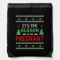 Its The Season To Be Pregnant Funny Christmas Drawstring Bag