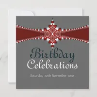 Royalty Red Silver Grand Birthday Invitation