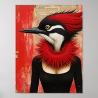 Woodpecker in a black dress fantasy poster
