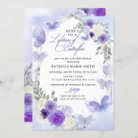 Purple Lilac Lifetime of Butterflies Bridal Shower Invitation