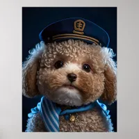 Poodle Pilot Captain Poster
