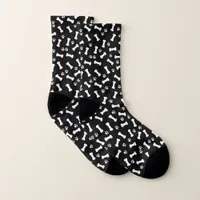 Black and White Dog Bone Paw Print Patterned Socks