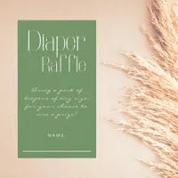 Diaper Raffle Minimalist Sage Green Baby Shower  Enclosure Card