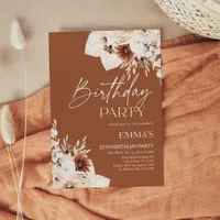 Birthday Invitation Terracotta Boho Pampas