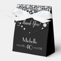 40th birthday party black white monogram thank you favor boxes