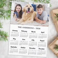 2026 Custom Photo Family Name 12 Month Calendar Holiday Card