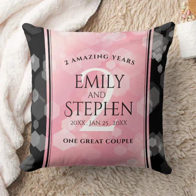 Elegant 2nd Rose Quartz Wedding Anniversary Throw Pillow