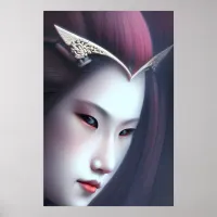 Beautiful Japanese Empress Tiara Fantasy AI Art Poster