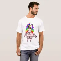 Rainbow Hair Muscular Unicorn Bodybuilding Fitness T-Shirt