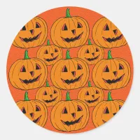 Happy Jack o Lantern Cartoon Pattern Classic Round Sticker