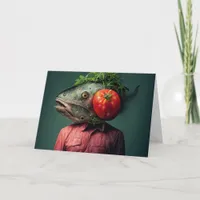 Wacky Fish Head Man With Tomato All Occasions  Card