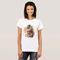 Steampunk Cat Adorable and Cute T-Shirt