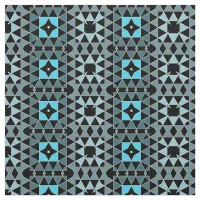 Blue & Black Trendy Mosaic Geometric Pattern Fabric