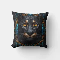 Mosaic Majesty: The Black Panther Throw Pillow