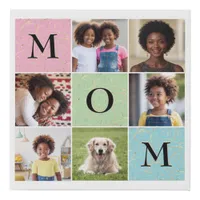 Mom 6 Photo Collage Mother's Day Keepsake Faux Canvas Print
