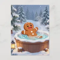 Ginger Bread Person in a Hot Tub Postcard