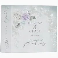 Stunning Ice Blue - Lilac and White Roses 3 Ring Binder