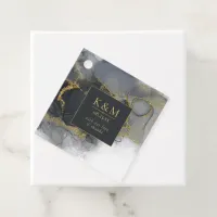 Moody Ink Charcoal Gold Abstract ID988 Favor Tags