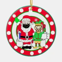 Santa and Elves Facemasks and Toilet Paper Ceramic Ornament