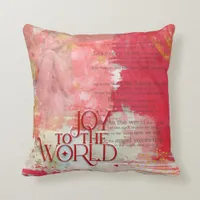 Elegant script Joy To The World Christmas Carol Throw Pillow