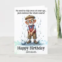 *~*  Fun Age Senior AP94  Golf Rain Birthday Card