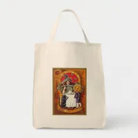 Vintage Halloween Witch and Pumpkin Head Boy Tote Bag