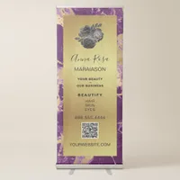 *~* LOGO QR Purple Gold Foil Marble Store Shop Retractable Banner