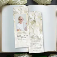 White Hydrangea Flowers Funeral Prayer Card Bookmarks