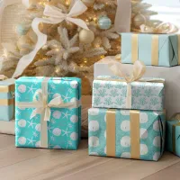 Aqua Blue Starfish Sand Dollar Christmas Wrapping Paper Sheets