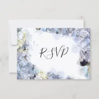 Blue Hydrangea Flowers Watercolor Wedding RSVP Card