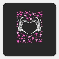 Skeleton Hand Heart Valentines Day Funny Viral Square Sticker
