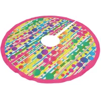 [Beatnik Bubbles] Retro Polka Dot Striped Pink Brushed Polyester Tree Skirt