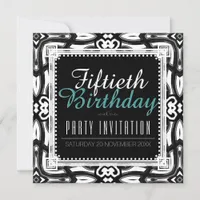 Classic Black White 50th Birthday Party Invite