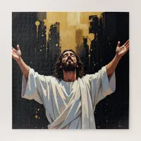 Jesus Christ Our Savior | Black and Gold Jigsaw Puzzle