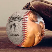 Vintage Father's Day Photo Personalized Baby Feet Baseball