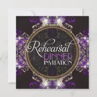 Purple Sparkle Dinner Rehearsal Dinner Invitations