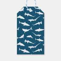 Shark Frenzy Blue White Gift Tags