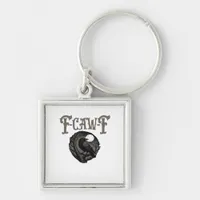 Crow, F-Caw-F Funny Bird Moon Gothic Retro Graphic Keychain