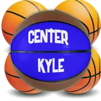 Monogrammed Name & Position in Blue/White | Basketball