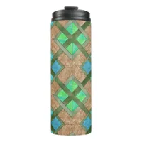 Thermal Tumbler - Interlaced Squares on Brown