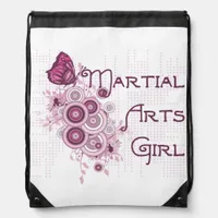 Pink Martial Arts Girl Drawstring Backpack