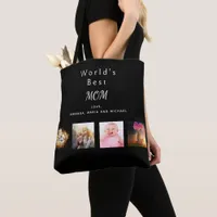 Mother Best mom family photo collage black Tote Bag