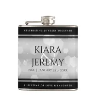 Elegant 25th Silver Wedding Anniversary Flask
