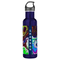 Colorful Abstract Fluid Art Marble Personalized   Stainless Steel Water Bottle