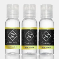 Elegant Black Marble & Gold / Brass Foil Monogram Hand Sanitizer